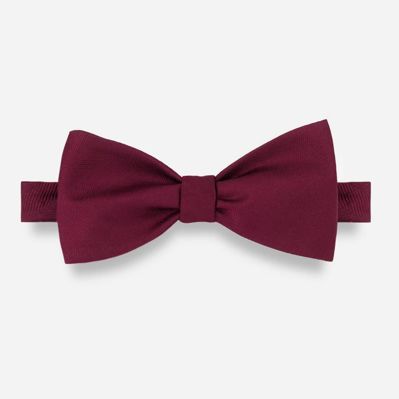 Herringbone Vow Wine Bow Tie