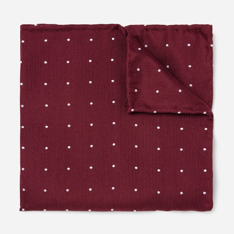 Dotted Report Burgundy Pocket Square