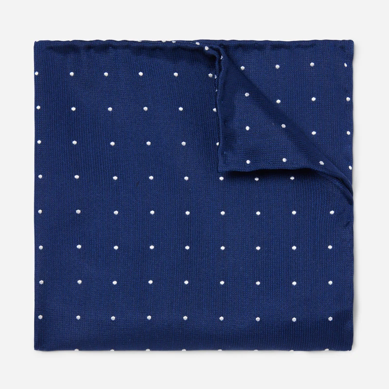 Dotted Report Navy Pocket Square