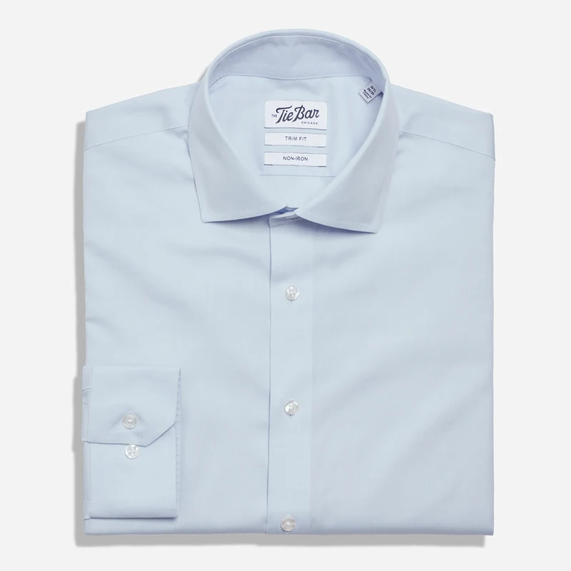 Pinpoint Solid Light Blue Non-Iron Dress Shirt