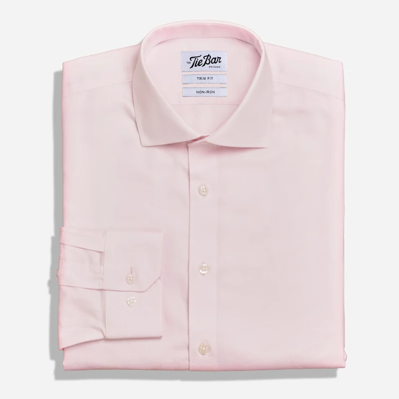 Textured Solid Light Pink Non-Iron Dress Shirt