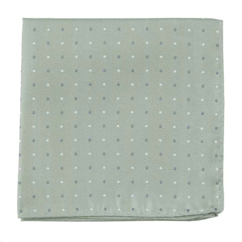 Suited Polka Dots Sage Green Pocket Square