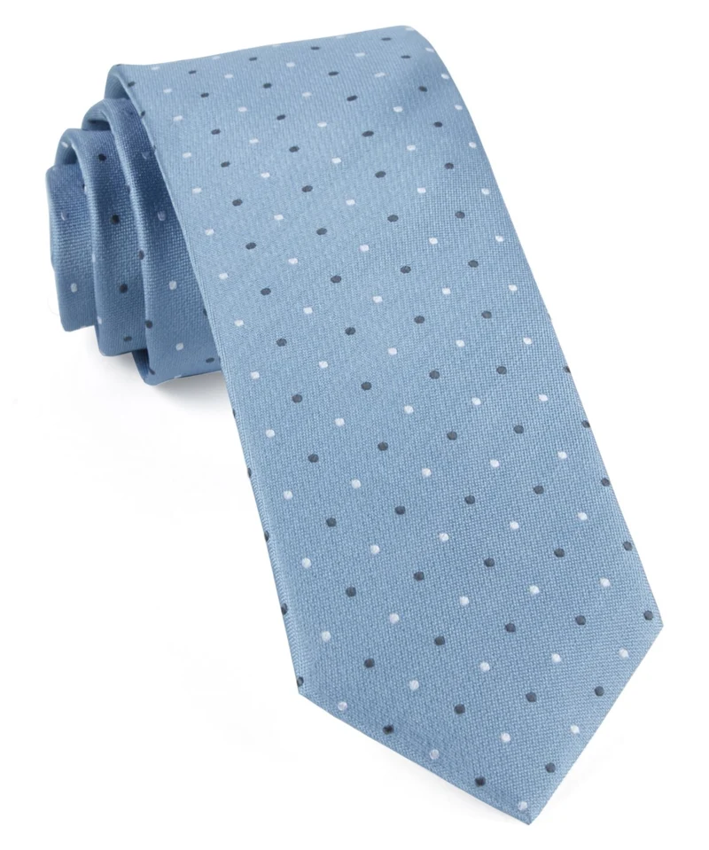 Suited Polka Dots Steel Blue Tie