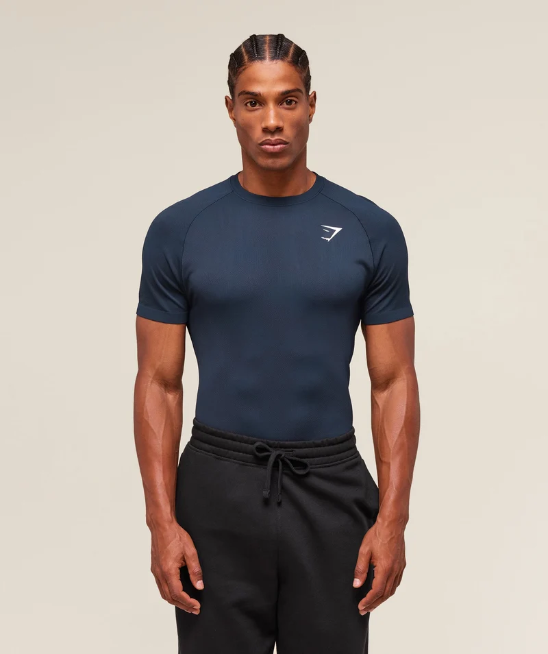 Gymshark Geo Seamless T-Shirt - Navy/Heavy Blue