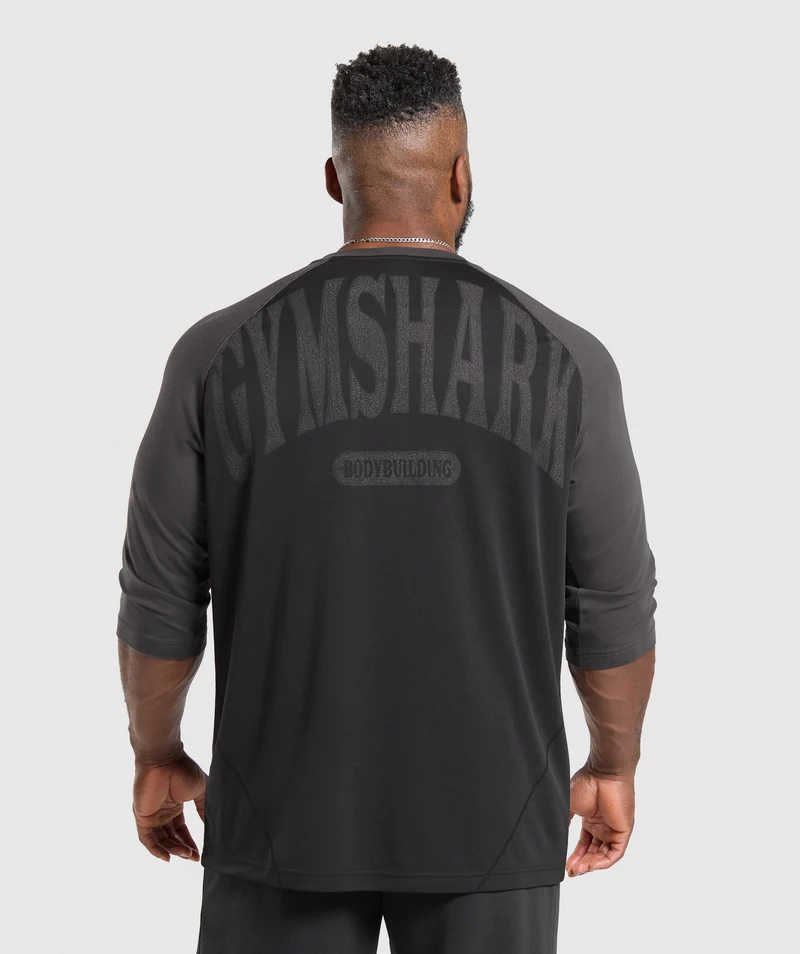 Gymshark 1/3 LS Graphic T-Shirt - Black/Asphalt Grey
