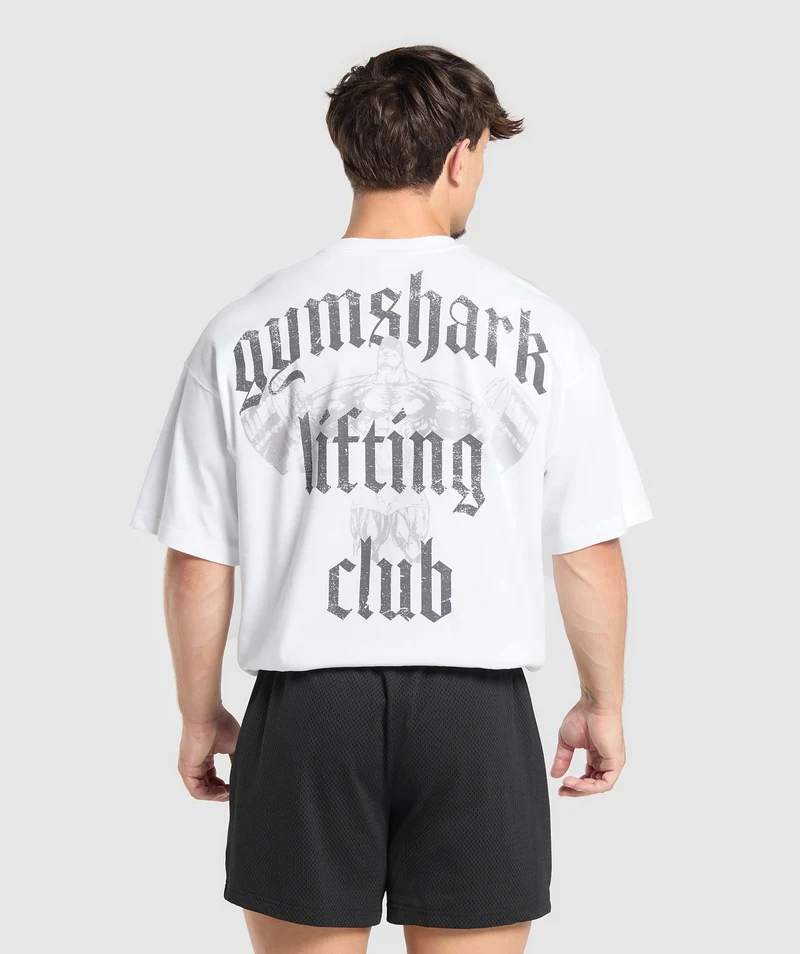 Gymshark Lifting Club T-Shirt - White/Pitch Grey