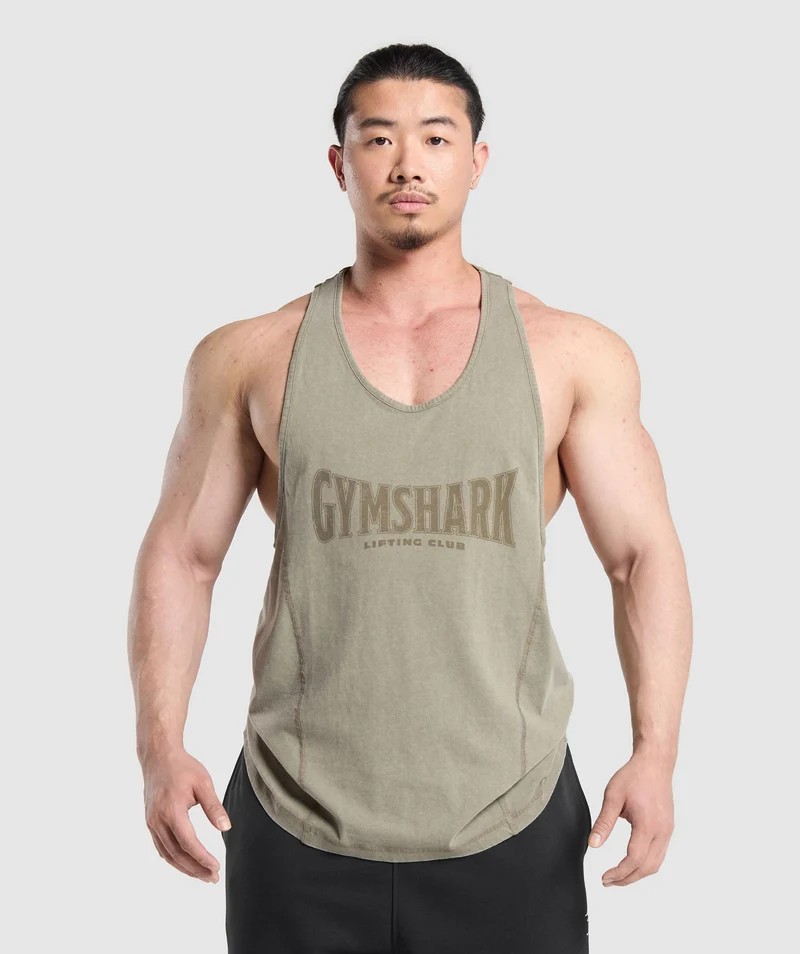 Gymshark Heritage Washed Stringer - Utility Green/Acid Wash Small Ball