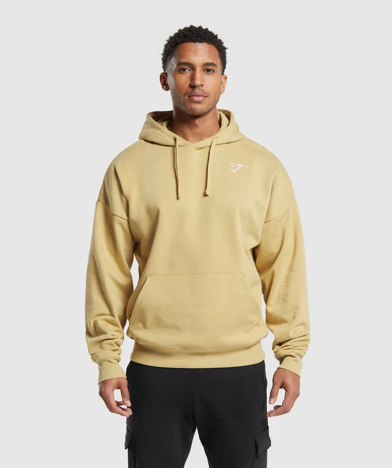 Gymshark Crest Oversized Hoodie - Khaki Yellow
