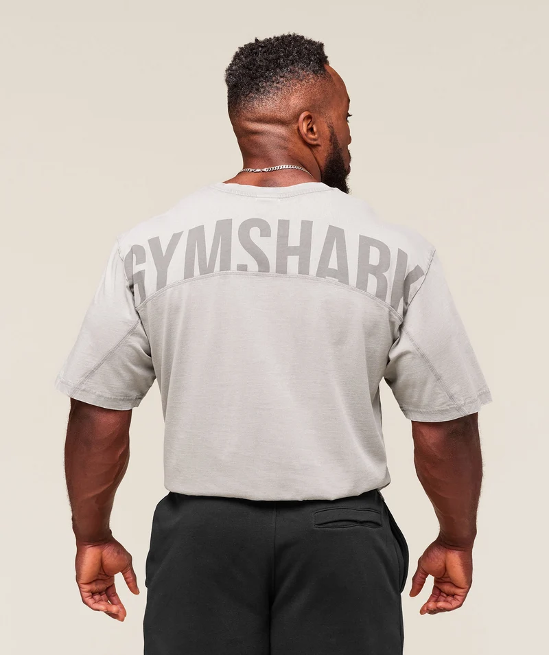 Gymshark Power Washed T-Shirt - Smokey Grey/Acid Wash Small Ball