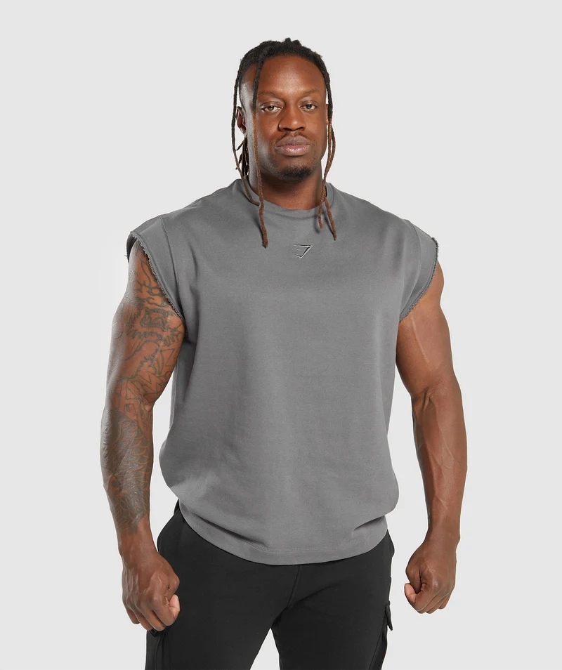 Gymshark Super Natural Cut Off T-Shirt - Brushed Grey