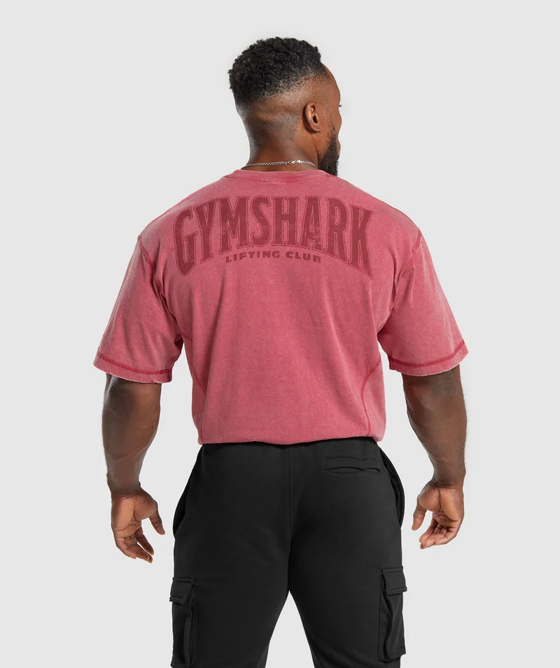 Gymshark Heritage Washed T-Shirt - Vintage Pink/Acid Wash Small Ball