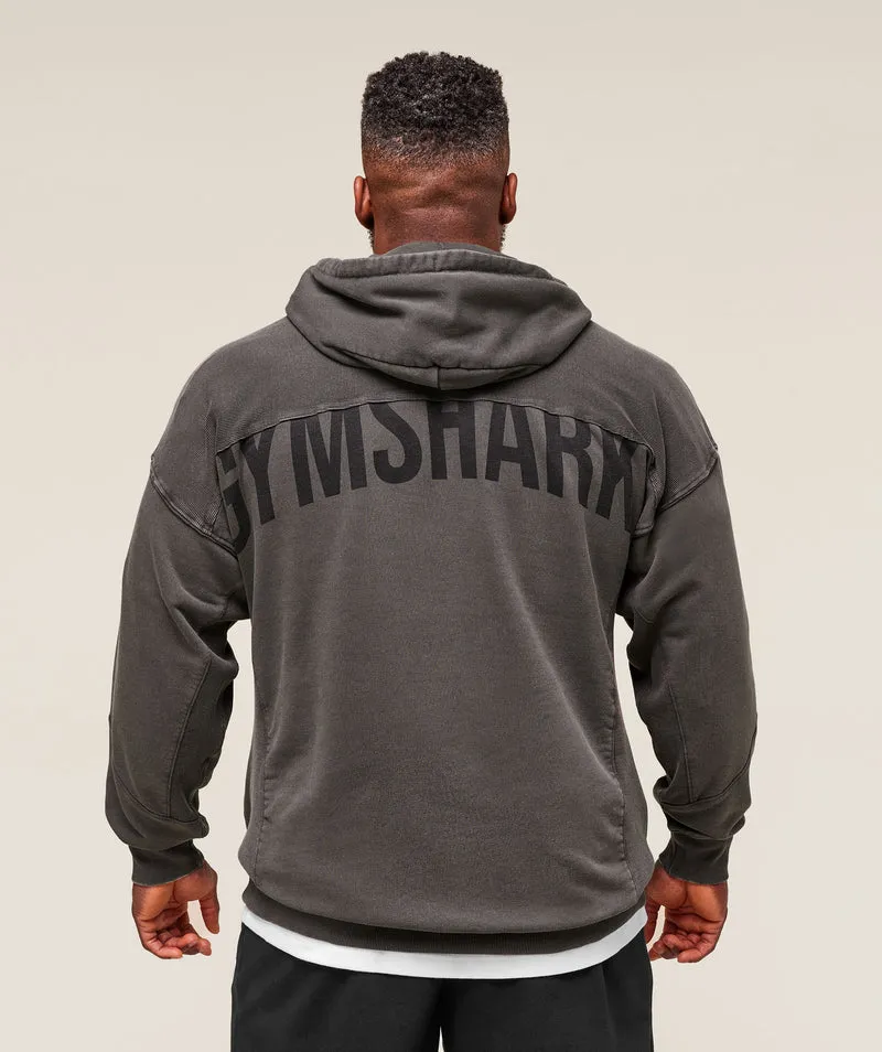Gymshark Power Washed Hoodie - Onyx Grey/Acid Wash Small Ball