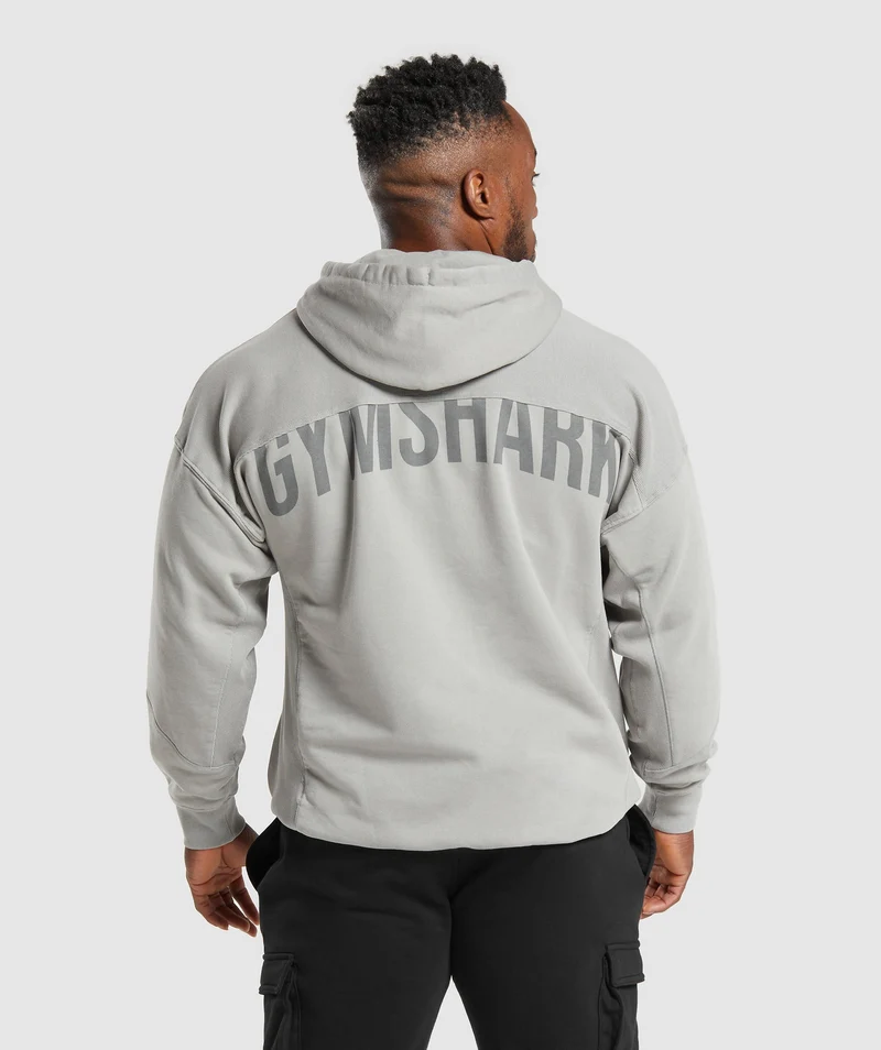 Gymshark Power Washed Hoodie - Smokey Grey/Acid Wash Small Ball