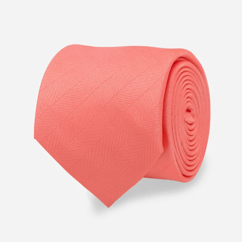 Herringbone Vow Coral Tie
