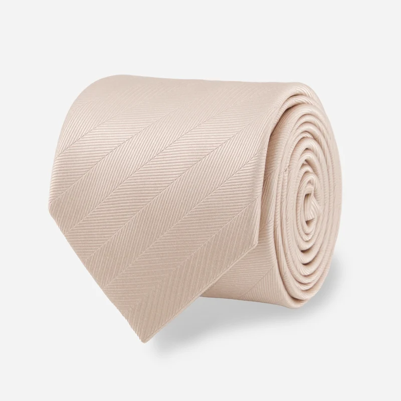 Herringbone Vow Light Champagne Tie