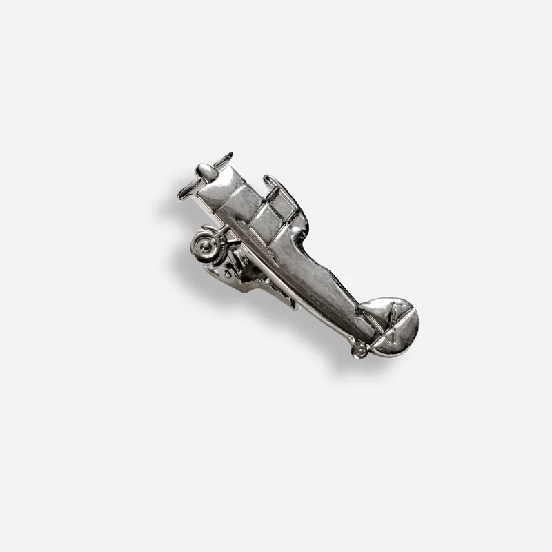 Vintage Airplane Silver Tie Bar
