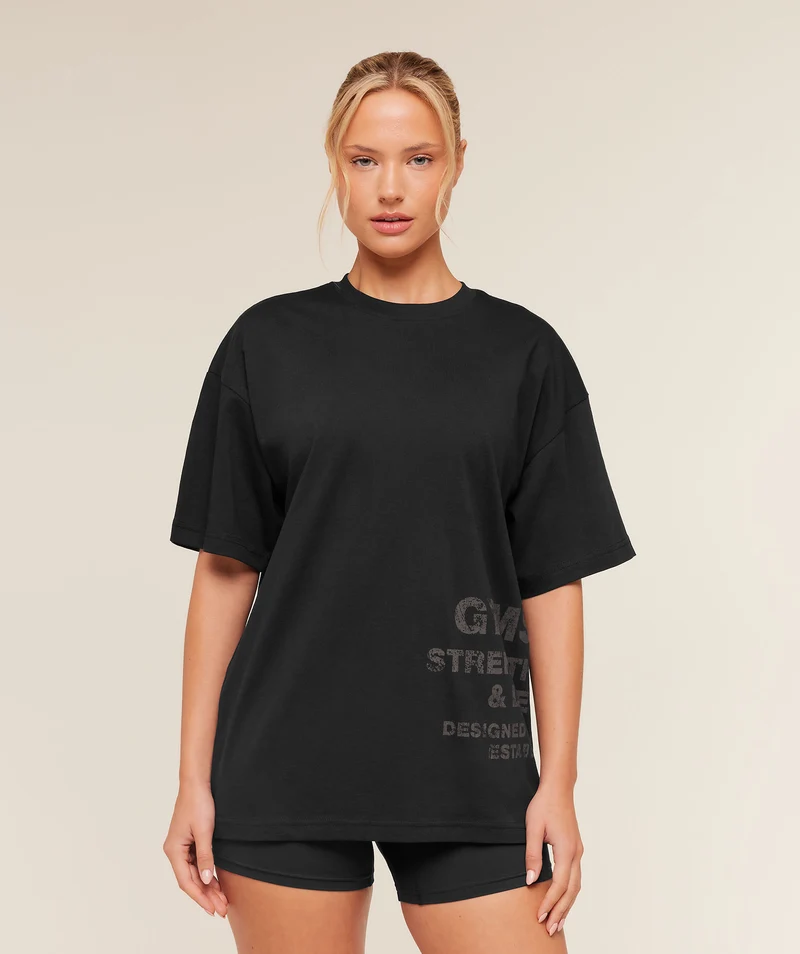 Gymshark Stacked Graphic Short Sleeve T-Shirt - Black