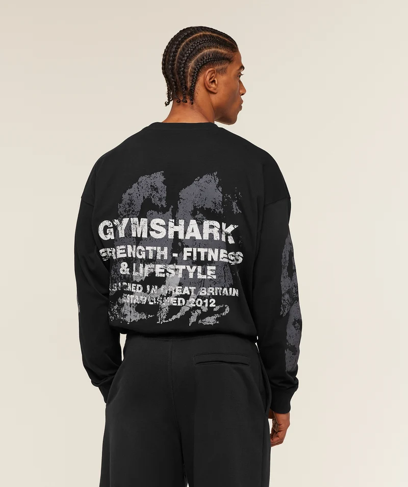 Gymshark Strength Fitness & Lifestyle Long Sleeve T-Shirt - Black