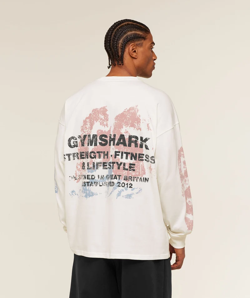 Gymshark Strength Fitness & Lifestyle Long Sleeve T-Shirt - Soft White