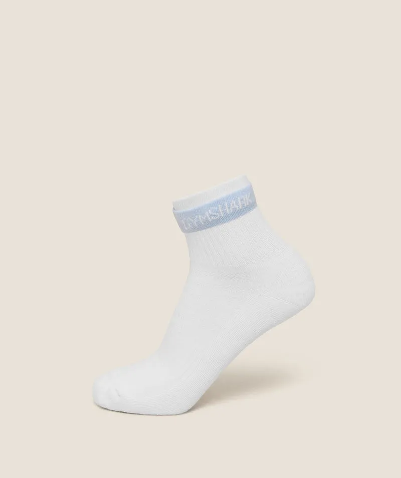 Gymshark Double Cuffed Socks Single - White
