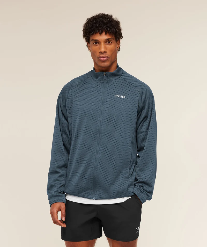Gymshark Train Zip Through Jacket - Stealth Blue
