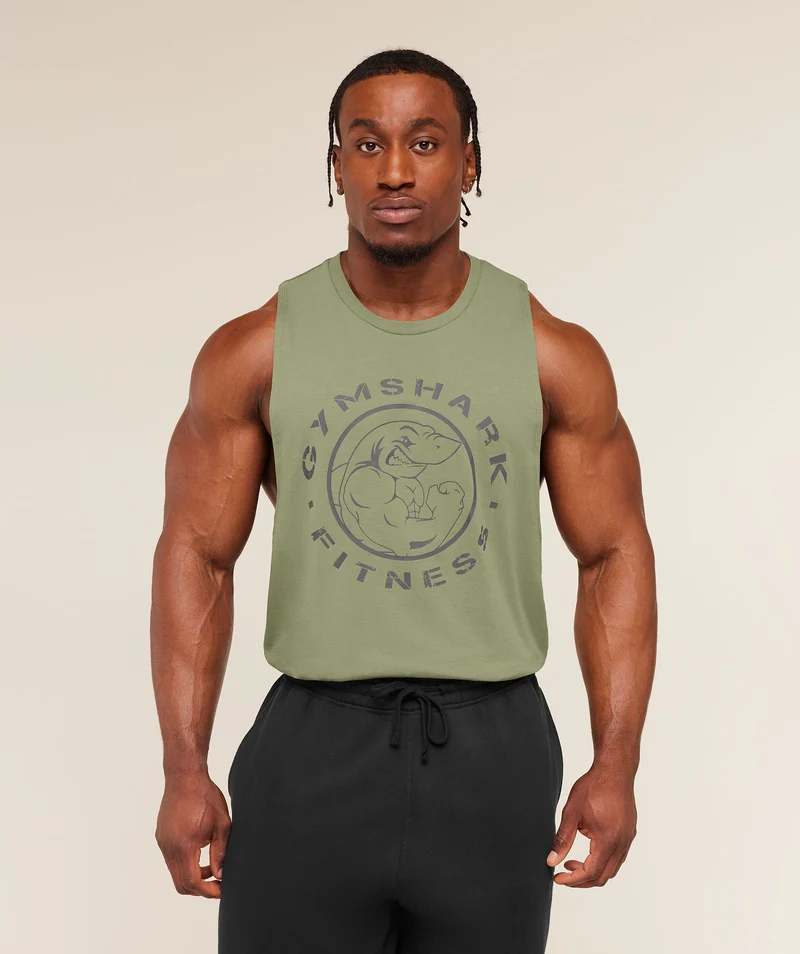 Gymshark Legacy Drop Arm Tank - Grounded Green