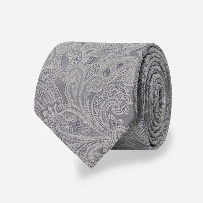 Designer Paisley Silver Tie
