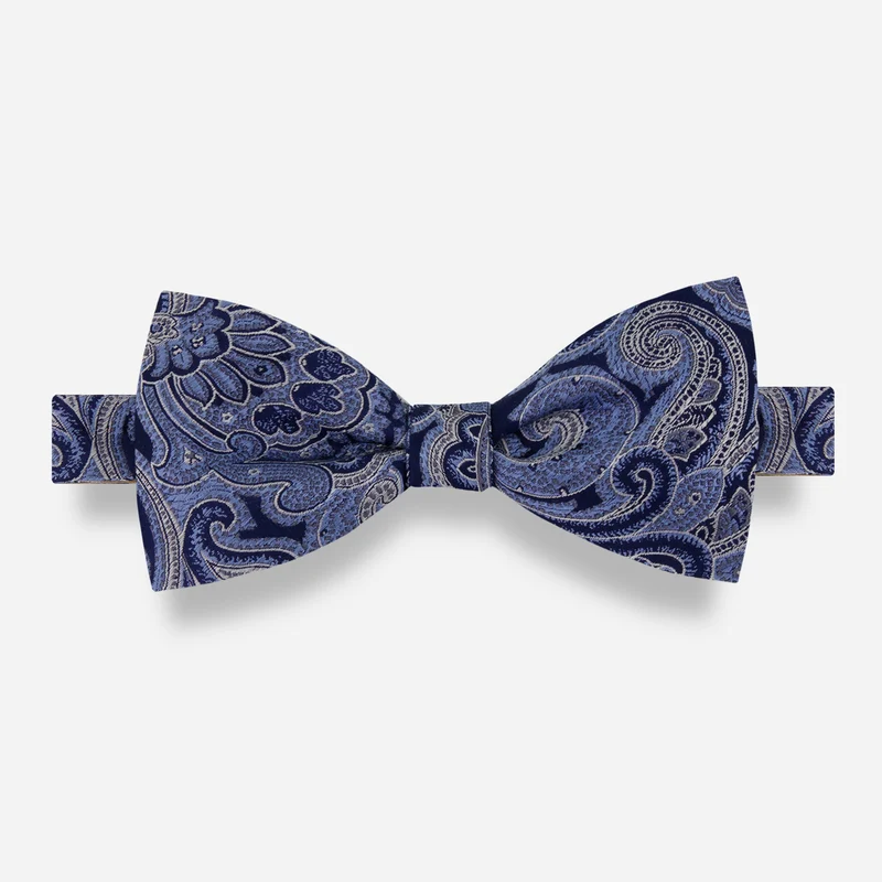 Designer Paisley Navy Bow Tie