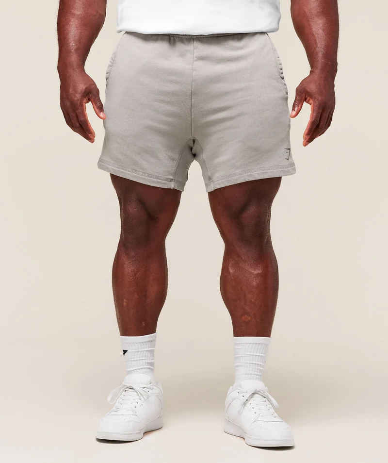 Gymshark Power Washed 5" Shorts - Smokey Grey/Acid Wash Small Ball