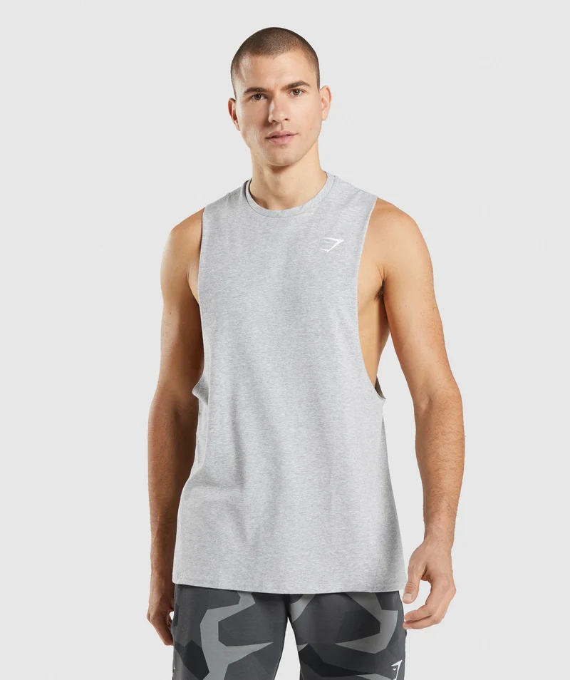 Gymshark Critical Drop Arm Tank - Light Grey Core Marl