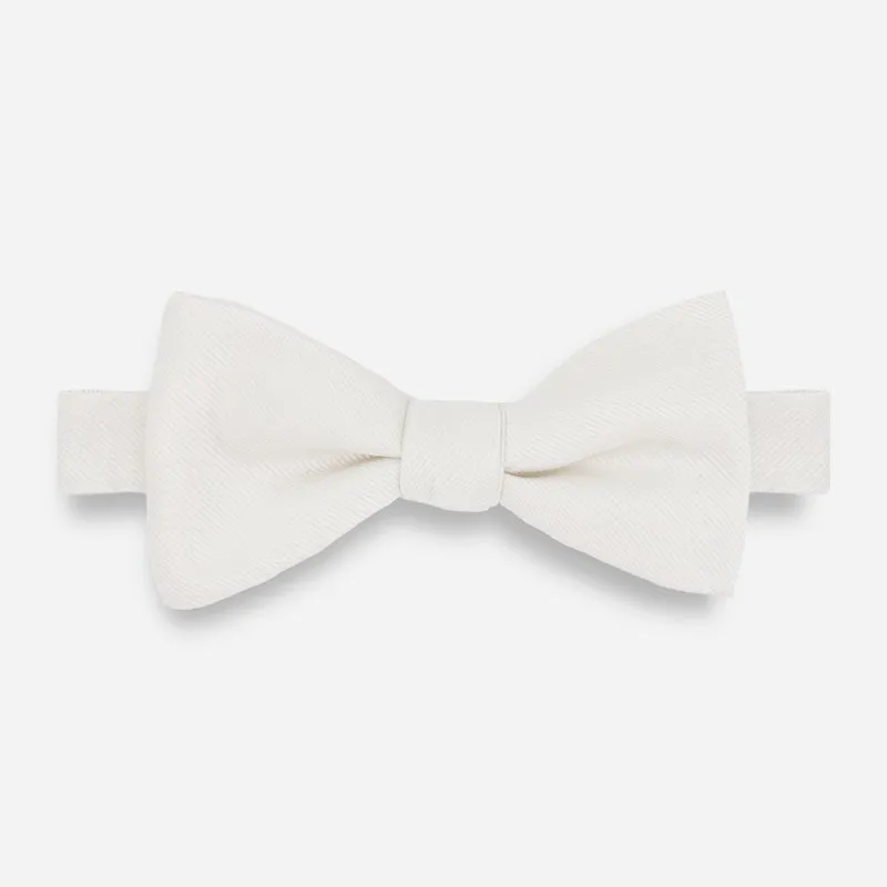 Grosgrain Solid White Bow Tie