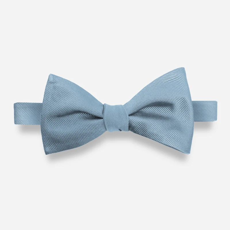 Grosgrain Solid Steel Blue Bow Tie