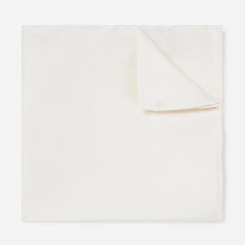 Linen Row Ivory Pocket Square