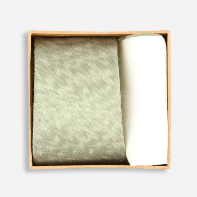 Linen Row Tie Box Sage Green Gift Set
