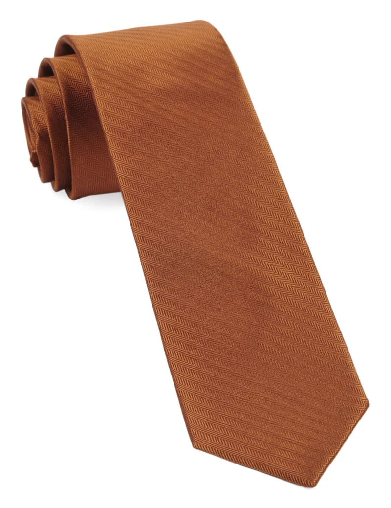 Sound Wave Herringbone Burnt Orange Tie