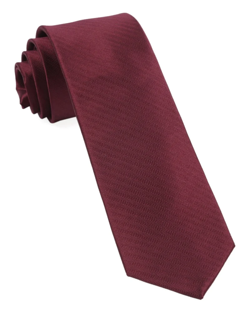 Sound Wave Herringbone Burgundy Tie