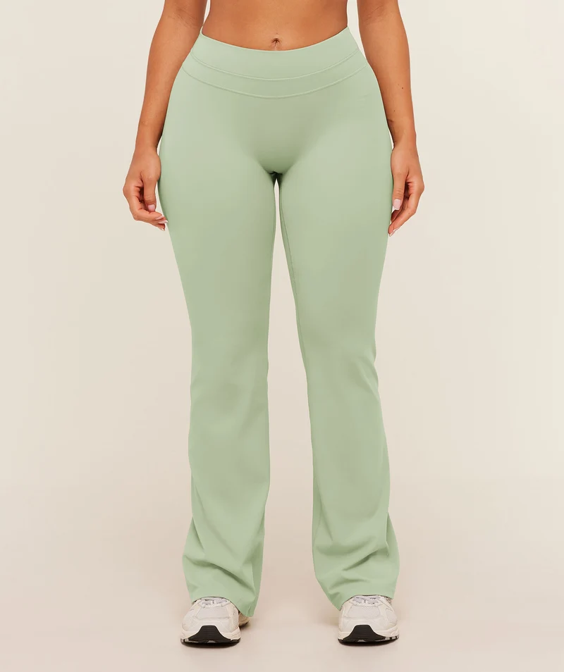Gymshark Whitney Mid Rise Flared Legging - Haze Green