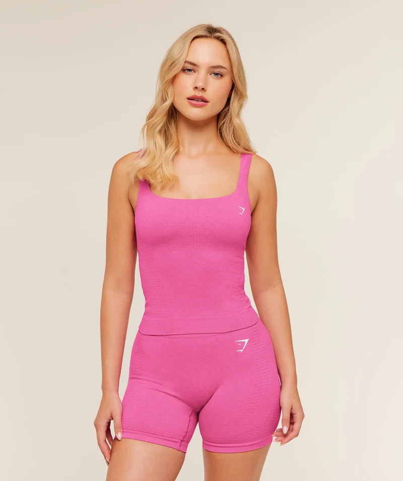 Gymshark Vital Seamless Tank With Shelf - Super-Set Pink/Marl