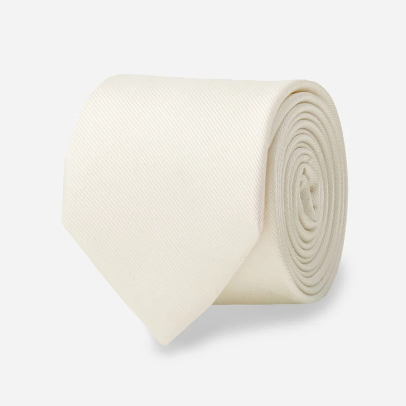 Grosgrain Solid Ivory Tie