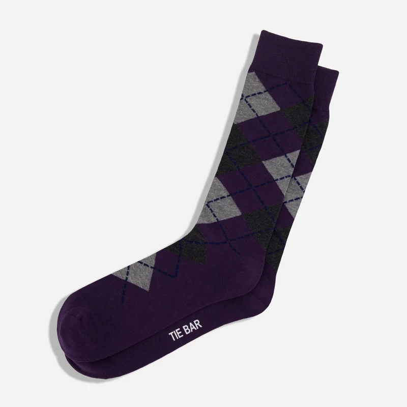 Argyle Purple Dress Socks