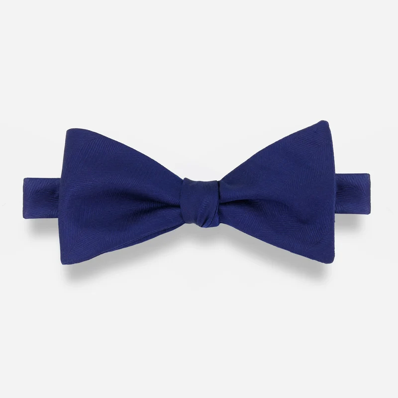 Herringbone Vow Classic Blue Bow Tie
