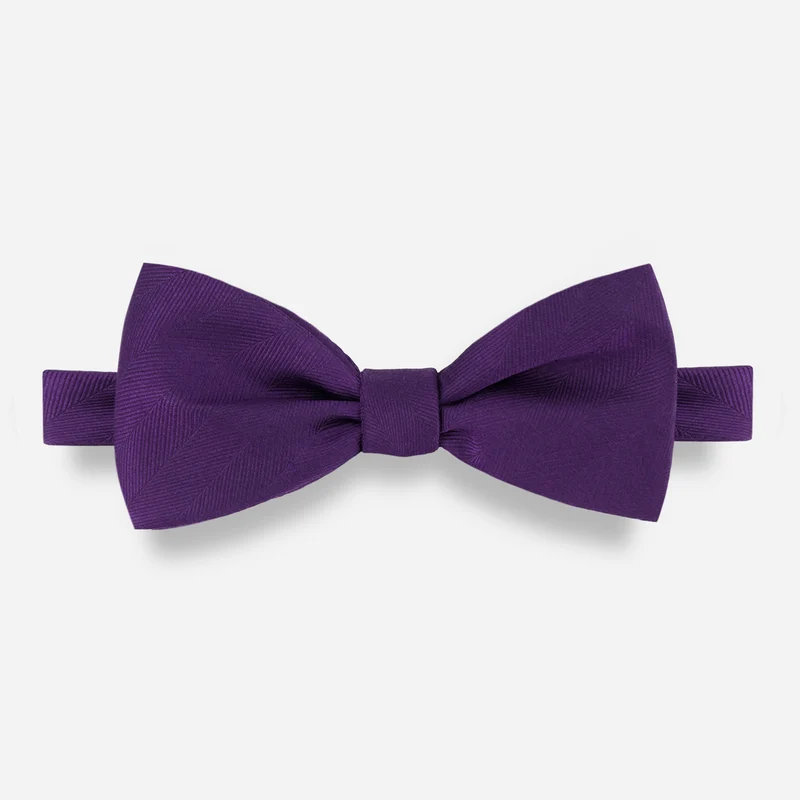 Herringbone Vow Eggplant Bow Tie