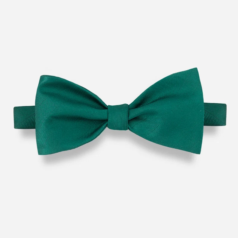 Herringbone Vow Hunter Green Bow Tie