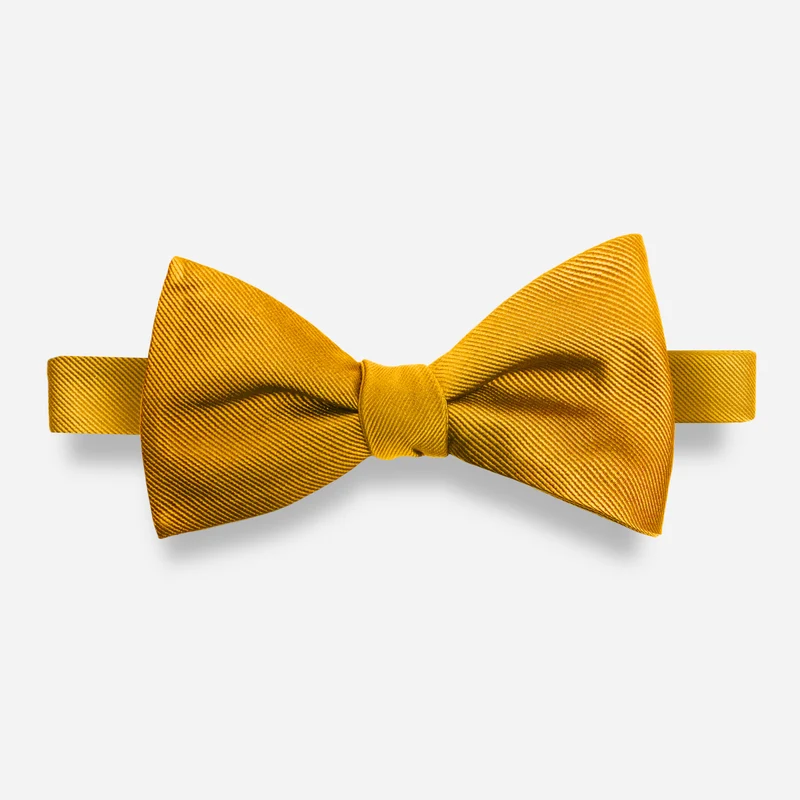 Grosgrain Solid Gold Bow Tie