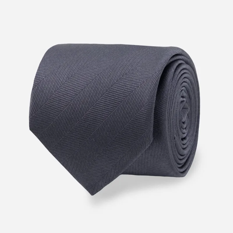 Herringbone Vow Charcoal Tie