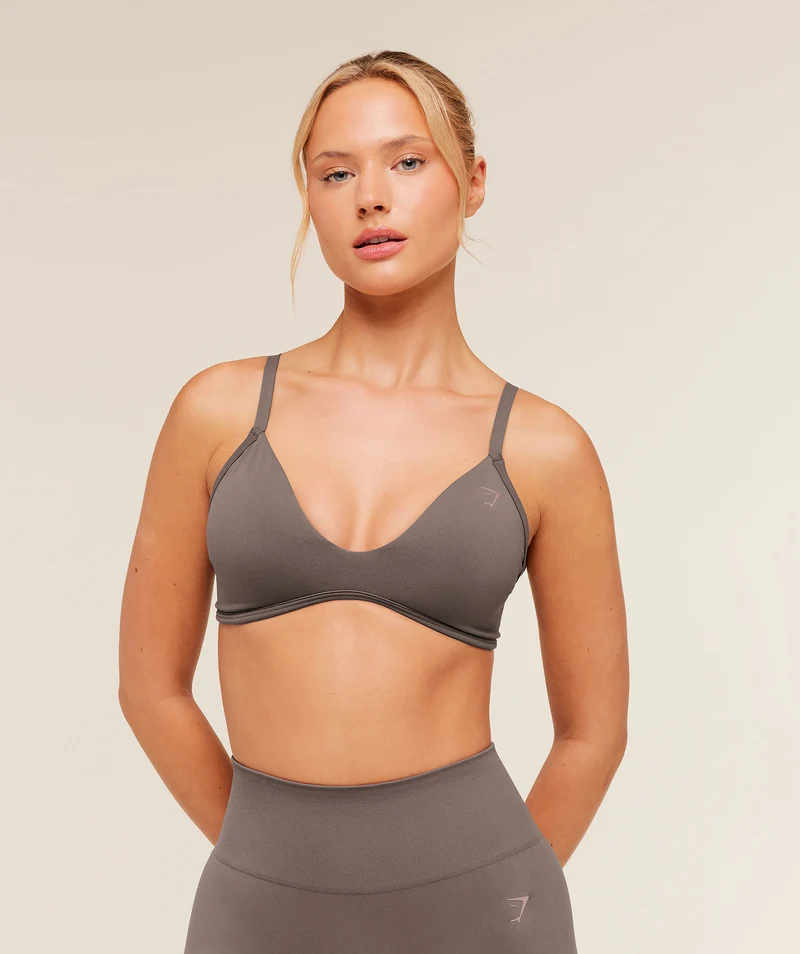 Gymshark Soft Sculpt V-neck Sports Bra - Cool Brown