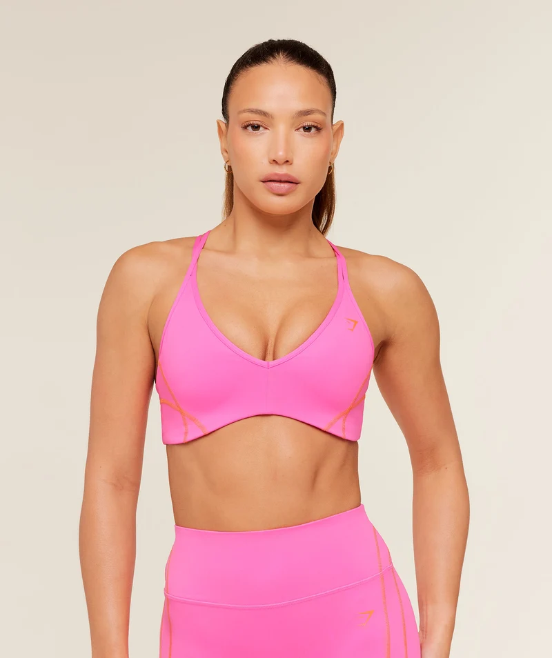 Gymshark Volt Light Support Sports Bra - Electric Pink/Dayglow Peach