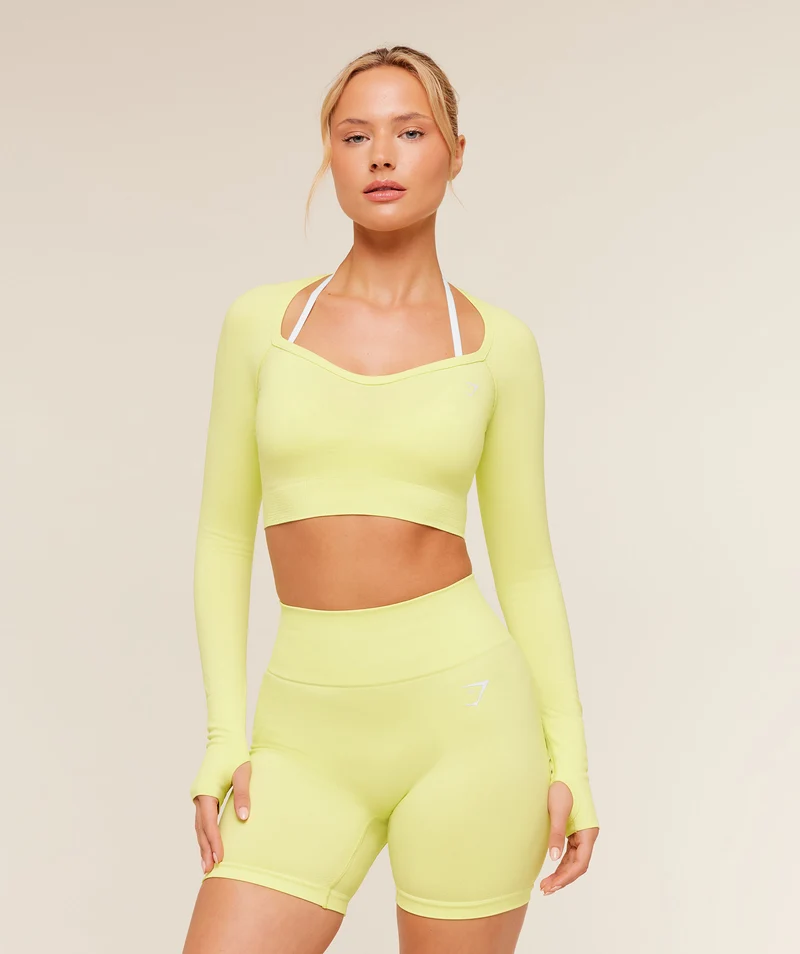 Gymshark Vital Sweetheart Neck Crop Top - Sorbet Yellow