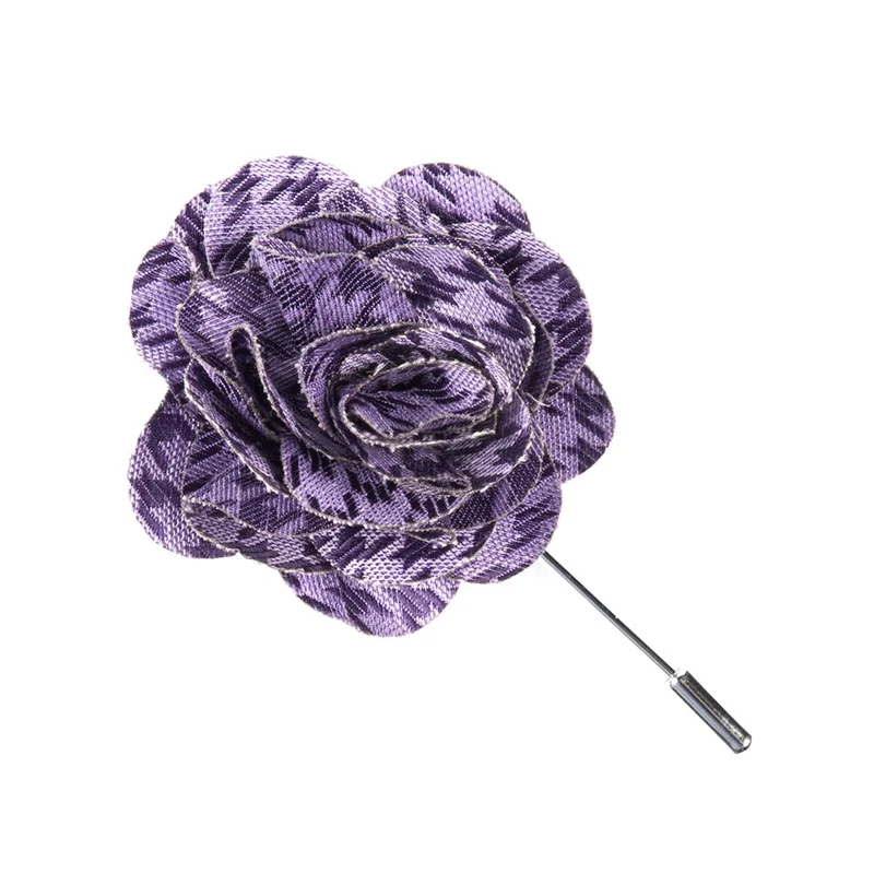 White Wash Houndstooth Lavender Lapel Flower