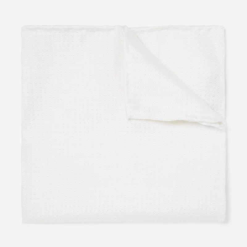 Cotton Pindot White Pocket Square